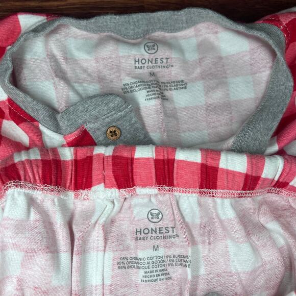 Honest Organic Cotton Pajamas Adult Medium Red Christmas Plaid - Picture 3 of 5